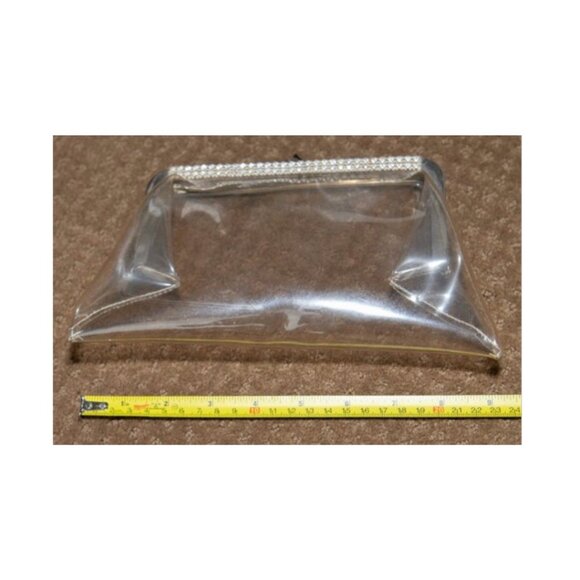 1950s Vintage Clear Vinyl And Rhinestone Clutch Purse - Picture 2 of 3
